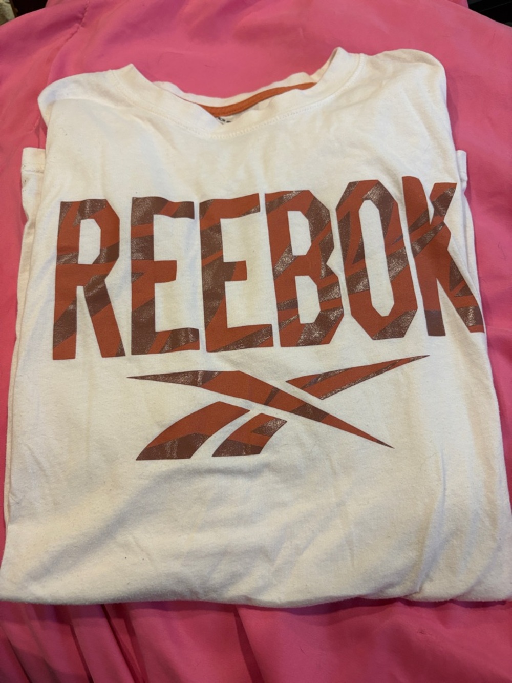 Reebok White Short-Sleeve Tee with Orange Graphic